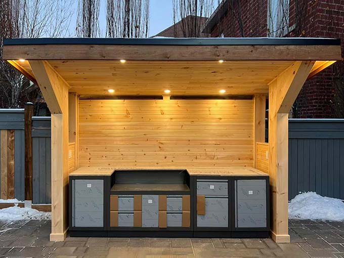 Luxury outdoor kitchen design and installation by Greenblock Landscape - backyard makeovers in the GTA