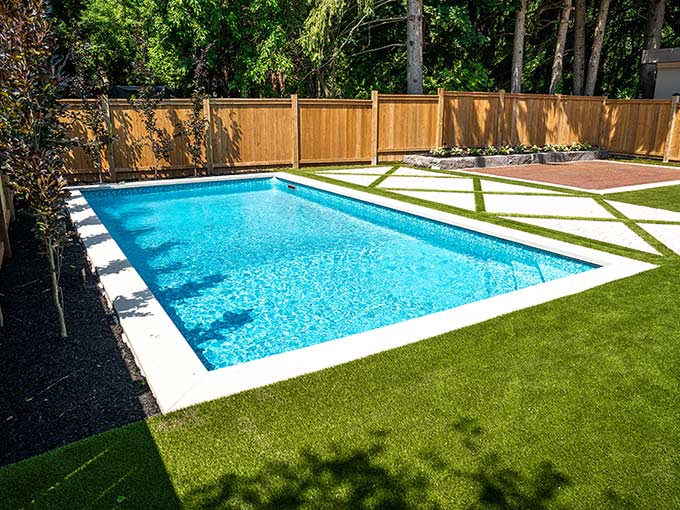 Expansive interlock patio with structured planting
