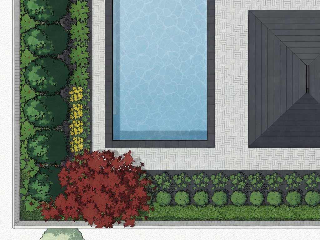 Image showing a landscape design 3D rendering by by Greenblock Landscape Property Services