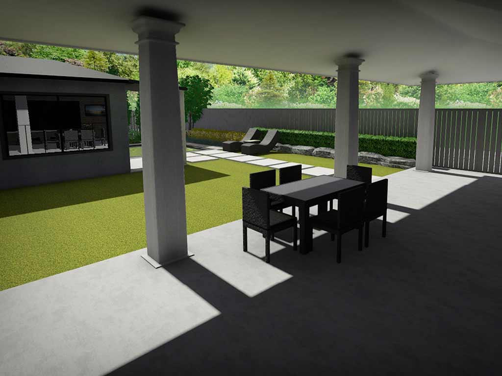 Image showing a landscape design 3D rendering by by Greenblock Landscape Property Services