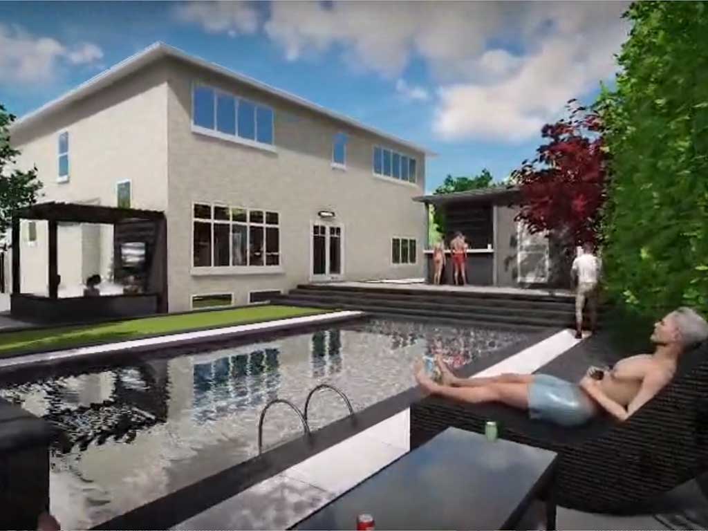 Video Still image during a client testimonial by Joe Bowan for Greenblock Landscape Design and Construction